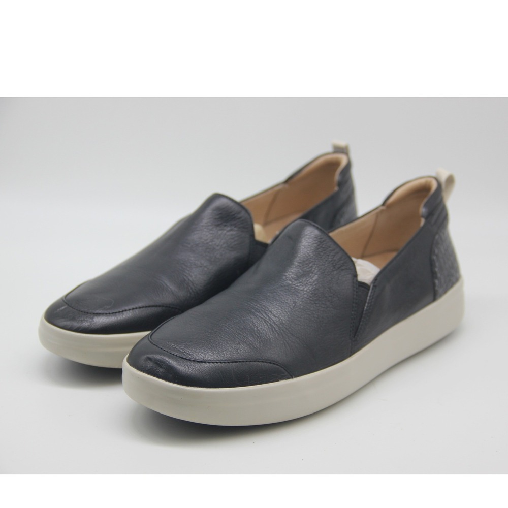 Vionic Women's Sz 9.5 EUR 41.5 Penelope Croc Black Leather Flats Slip On Shoes
